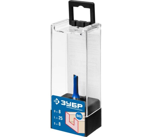 ЗУБР 8 x 25 мм, хвостовик 8 мм, фреза пазовая прямая 28753-8-25 Профессионал