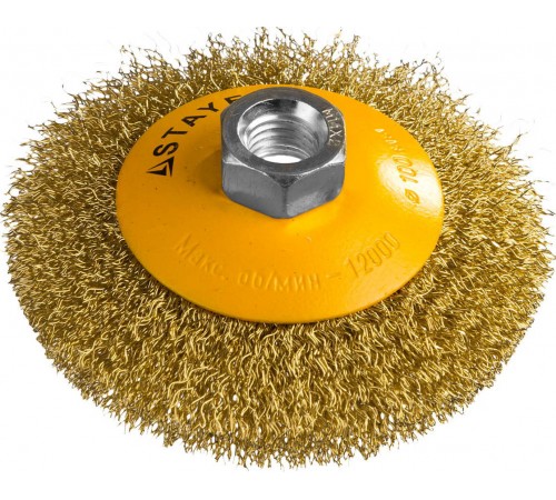 35133-100 Щетка коническая для УШМ STAYER PROFESSIONAL,  витая стальная проволока 0,3мм, 100ммхМ14