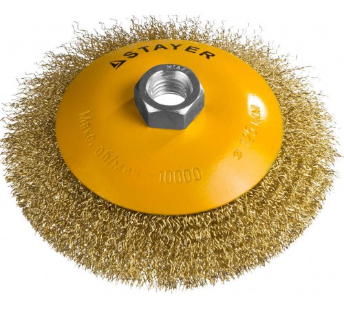 35133-125 Щетка коническая для УШМ STAYER PROFESSIONAL,  витая стальная проволока 0,3мм, 125ммхМ14