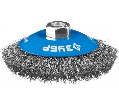 35265-100_z02 Щетка коническая для УШМ ЗУБР ПРОФЕССИОНАЛ, витая стальная проволока 0,3мм,100ммхМ14