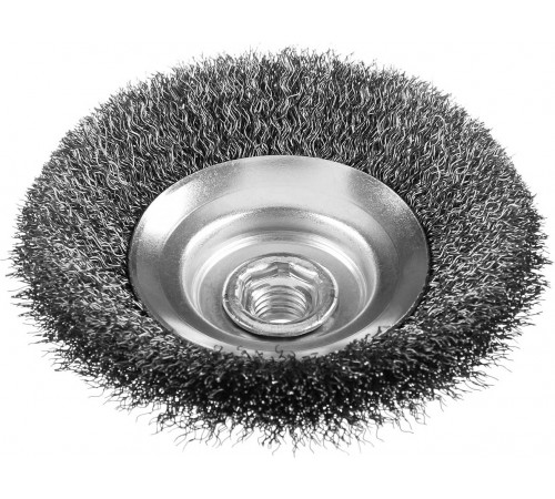 35265-100_z02 Щетка коническая для УШМ ЗУБР ПРОФЕССИОНАЛ, витая стальная проволока 0,3мм,100ммхМ14