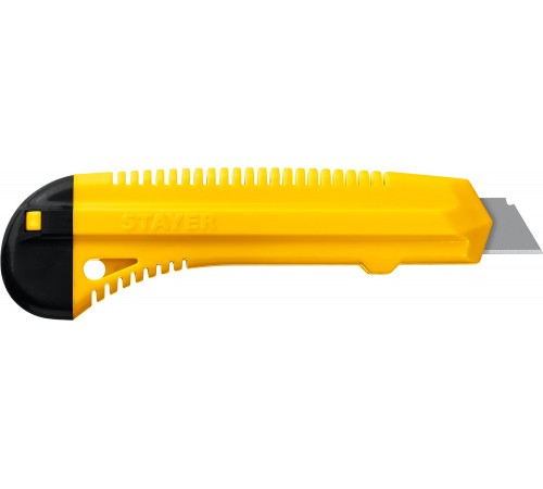 0911_z01 Нож STAYER FORCE, 18мм, упрочненный из АБС пластика со сдвижным фиксатором