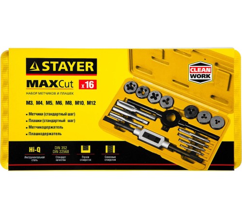 28010-H16_z01 Набор метчиков и плашек STAYER Maxcut 16 предметов