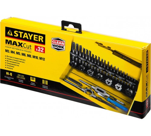 28014-H32 Набор метчиков и плашек STAYER Maxcut 32 предметов