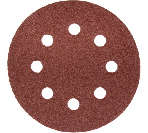 ЗУБР 8 отв., Р80, 125 мм, 5 шт., круг шлифовальный универсальный, абразивная бумага на велкро основе 35562-125-080 Мастер
