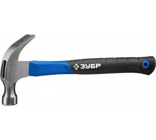 20235-450_z01 Столярный молоток-гвоздодер ЗУБР с фиберглассовой рукояткой,кованный,450г, Проф.