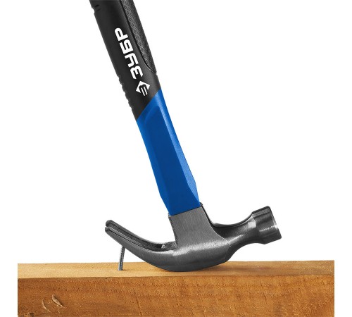 20235-450_z01 Столярный молоток-гвоздодер ЗУБР с фиберглассовой рукояткой,кованный,450г, Проф.