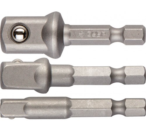 26756-Н3 Набор ЗУБР ЭКСПЕРТ: Адаптеры для торцевых головок, E1/4-1/4.E1/4-3/8.E1/4-1/2. 3пр,
