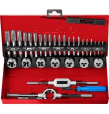 Набор метчиков и плашек ЗУБР 32 предмета сталь 9ХС 28129-H32_z01