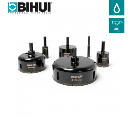 Алмазная коронка по стеклу и керамике BIHUI (гальваническая алмазная коронка), 125мм, арт.DBW125