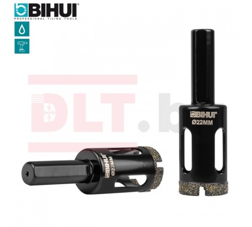 Алмазная коронка по стеклу и керамике BIHUI (гальваническая алмазная коронка), 22мм, арт.DBW22