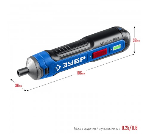 Отвертка аккумуляторная ЗУБР Профессионал ZUBR GO 4 Vmax, кейс, 33 биты  PSD-4S