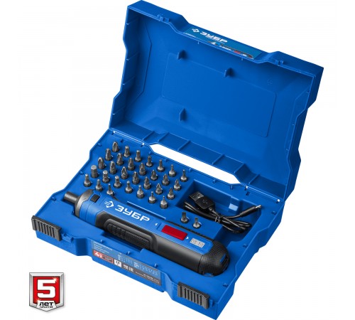 Отвертка аккумуляторная ЗУБР Профессионал ZUBR GO 4 Vmax, кейс, 33 биты  PSD-4S