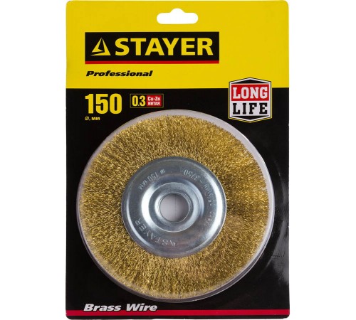 35122-150 Щетка дисковая для УШМ STAYER PROFESSIONAL 0,3мм 150мм*22мм