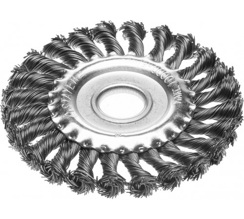 35120-175 Щетка дисковая для УШМ STAYER,жгутированная стальная проволока 0,5мм, 175мм х 22мм