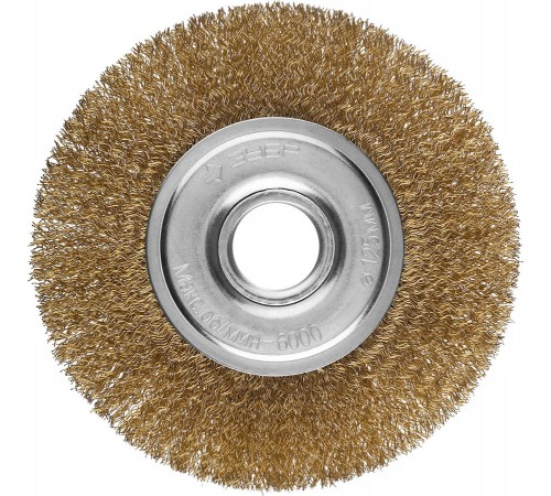 35187-125_z01 Щетка дисковая для УШМ ЗУБР витая стальная латунированна проволока 0,3мм, 125мм х 22мм