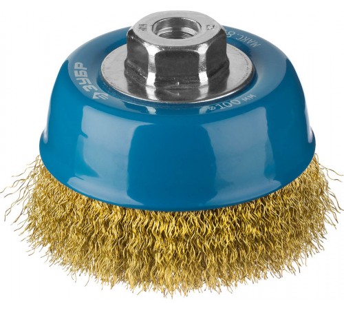 3526-100_z02 Щетка чашечная для УШМ ЗУБР ПРОФЕССИОНАЛ, витая стальная проволока 0,3мм, 100ммхМ14