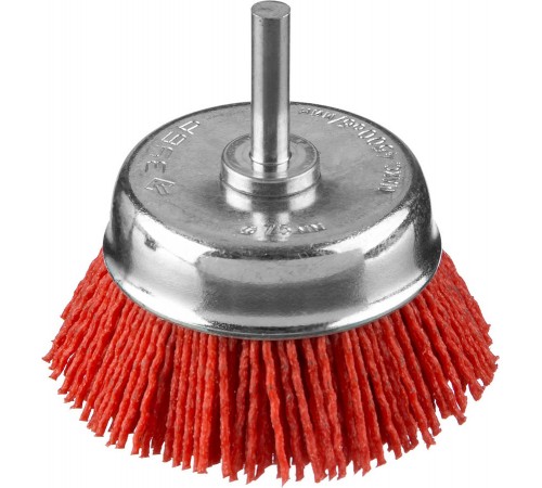 35165-075_z02 Щетка чашечная для дрели ЗУБР Профессионал нейл.проволока с абраз.покр. 75мм