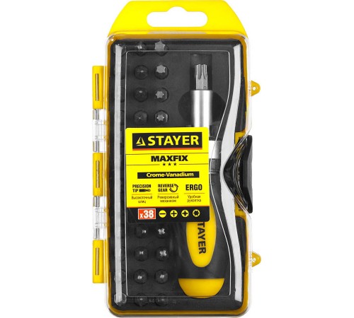 2557-H38 Compact-38 набор STAYER::реверсивная отвертка с насадками 38 шт