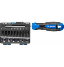 25216 Набор ЗУБР Професионал-Б16: отвертка-битодержатель с насадками 16 шт