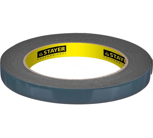 12233-12-05 Двухсторонняя клейкая лента на вспененной основе STAYER "PROFESSIONAL", черная,12мм х 5м