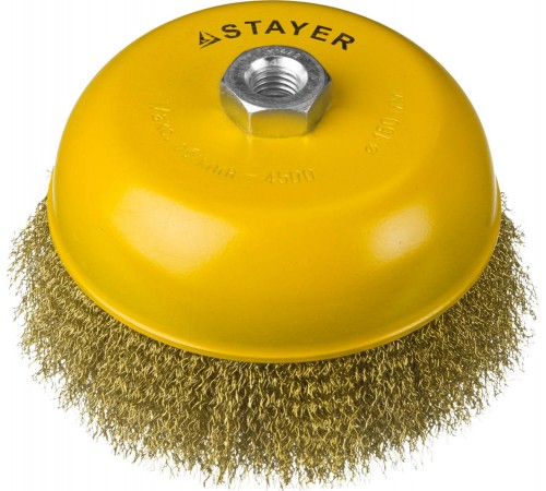 35125-150 Щетка чашечная для УШМ STAYER PROFESSIONAL, витая стальная проволока 0,3мм, 150ммхМ14