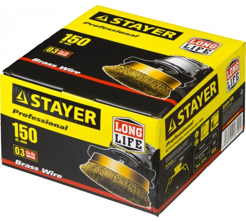 35125-150 Щетка чашечная для УШМ STAYER PROFESSIONAL, витая стальная проволока 0,3мм, 150ммхМ14