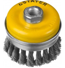 35137-080 Щетка чашечная усиленная для УШМ STAYER PROFESSIONAL, стальная проволока 0,5мм, 80ммхМ14