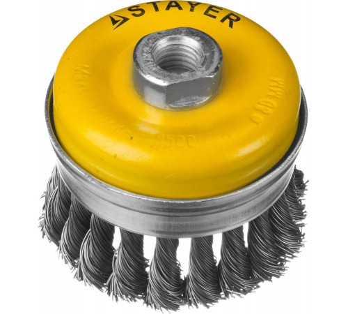 35137-080 Щетка чашечная усиленная для УШМ STAYER PROFESSIONAL, стальная проволока 0,5мм, 80ммхМ14