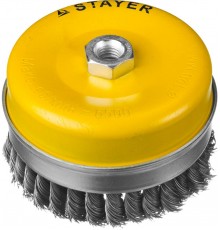 35137-120 Щетка чашечная усиленная для УШМ STAYER PROFESSIONAL, стальная проволока 0,5мм, 120ммхМ14