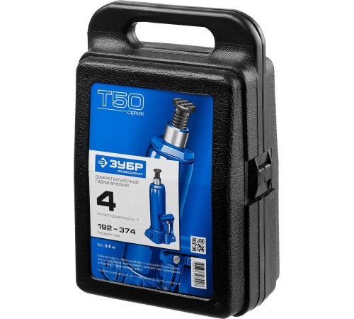 Домкрат ЗУБР 4 т бутылочный гидравлический в кейсе Профессионал 192-374мм 43060-4-K_z01