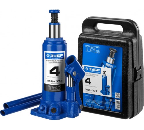 Домкрат ЗУБР 4 т бутылочный гидравлический в кейсе Профессионал 192-374мм 43060-4-K_z01