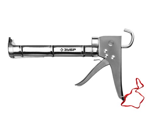 06625 Пистолет для герметика ЗУБР Профессионал, полукорпусный, хромированный, 310 мл