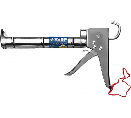 06625 Пистолет для герметика ЗУБР Профессионал, полукорпусный, хромированный, 310 мл
