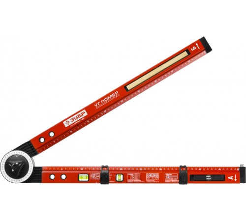 34740 Уровень-угломер 500мм ЗУБР Мастер складной,2 ампулы (1 поворотная),точность 1мм/м