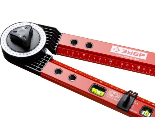 34740 Уровень-угломер 500мм ЗУБР Мастер складной,2 ампулы (1 поворотная),точность 1мм/м