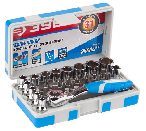 26054-Н31 Набор ЗУБР Эксперт 30 пред.: трещотка,биты и торцовые головки