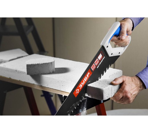 15157-70 Ножовка ЗУБР БЕТОНОРЕЗ по пенобетону 500мм, 24 твердосплавных резца. шаг 20мм