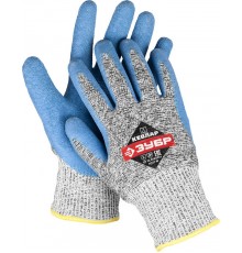 11277-М Перчатки ЗУБР для защиты от порезов с рельефным латексным покрытием, размер М