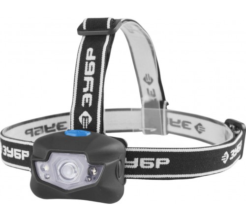 56434 Фонарь налобный ЗУБР ЭКСПЕРТ светодиодный, 3Вт+4LED, линза коллиматор, 3 режима, 3ААА