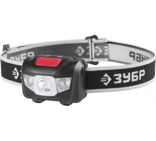 56436 Фонарь налобный ЗУБР МАСТЕР светодиодный, 1Вт+2LED, 4 режима, 3ААА