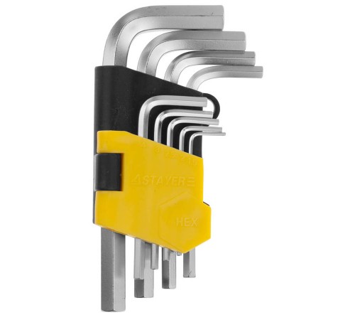 STAYER 9 шт., Cr-V, ключи имбусовые укороченные 2740-H9
