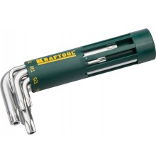 27433-1_z01 Ключи имбусовые короткие. Набор KRAFTOOL Cr-Mo сталь,TORX Hole T10-T50,8предм.