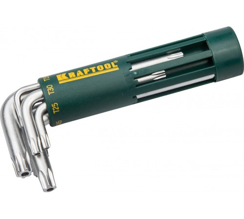 27433-1_z01 Ключи имбусовые короткие. Набор KRAFTOOL Cr-Mo сталь,TORX Hole T10-T50,8предм.