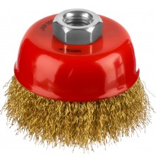 Щетка дисковая для УШМ Mirax витая стальная латунированна проволока 0,3мм, 75мм,35142-075