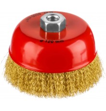 Щетка дисковая для УШМ Mirax витая стальная латунированна проволока 0,3мм, 125мм,35142-125