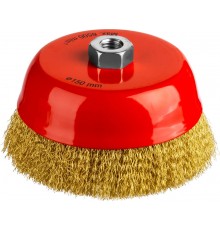 Щетка дисковая для УШМ Mirax витая стальная латунированна проволока 0,3мм, 150мм,35142-150
