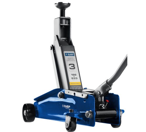 43055-3 Домкрат подкатной ЗУБР Профессионал Т-77 с высоким подъемом 192-533 мм 3 т