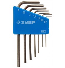 27471-Н7 Набор ключей имбусовых ЗУБР ЭКСПЕРТ МИНИ, Cr-V, HEX, 7 шт,