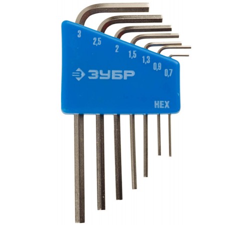 27471-Н7 Набор ключей имбусовых ЗУБР ЭКСПЕРТ МИНИ, Cr-V, HEX, 7 шт,